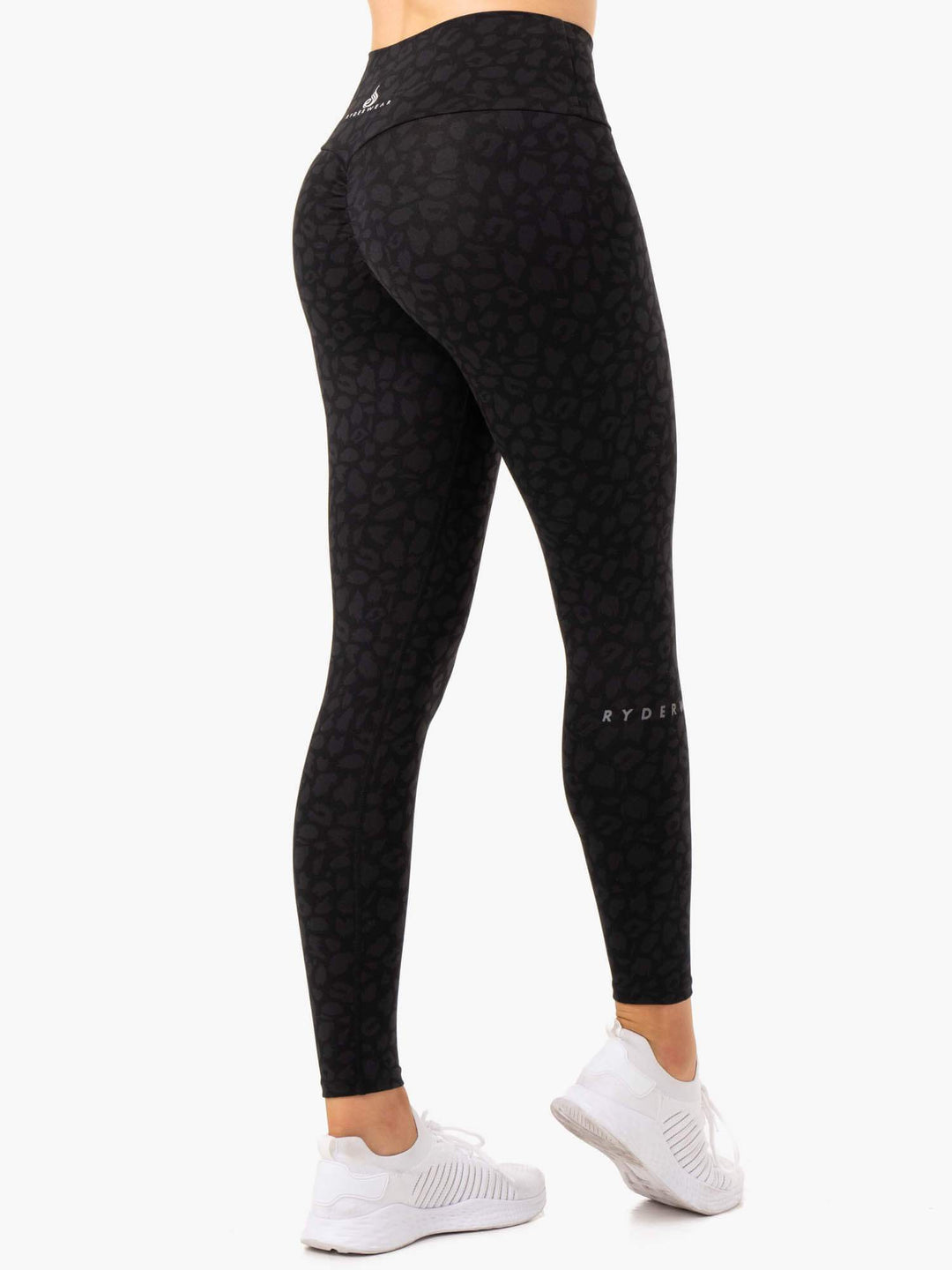 Amazon Scrunch Bum Leggings - Black Leopard Clothing Ryderwear 