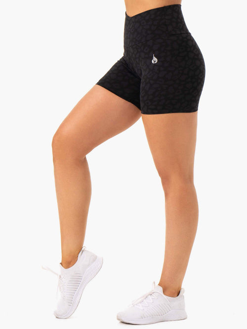 Amazon Scrunch Bum Shorts Black Leopard