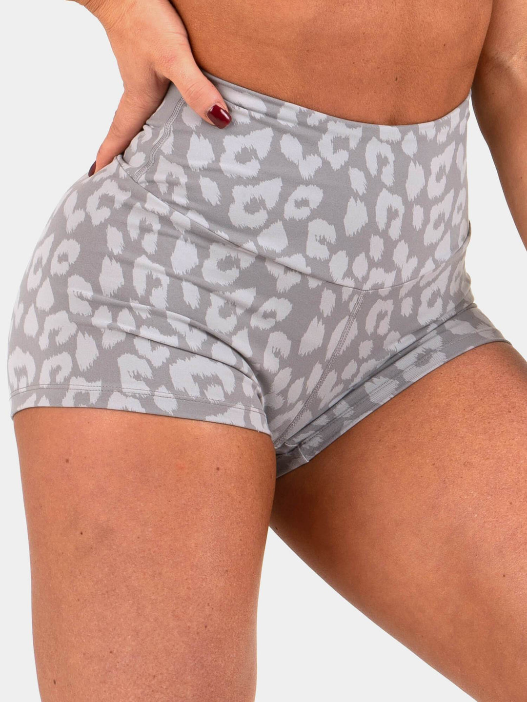 Animal Scrunch Bum Shorts - Leopard Grey Clothing Ryderwear 