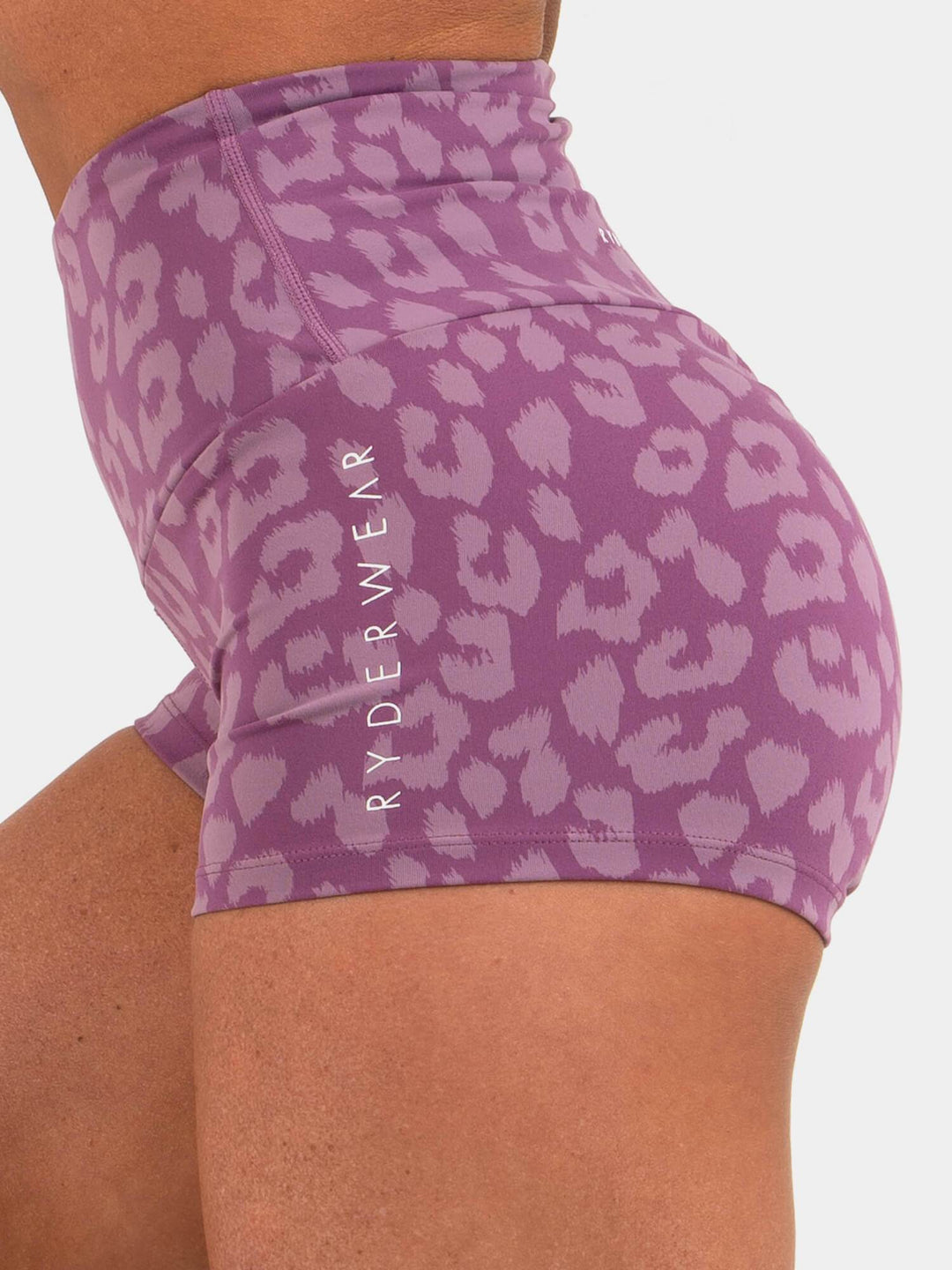 Animal Scrunch Bum Shorts - Leopard Purple Clothing Ryderwear 