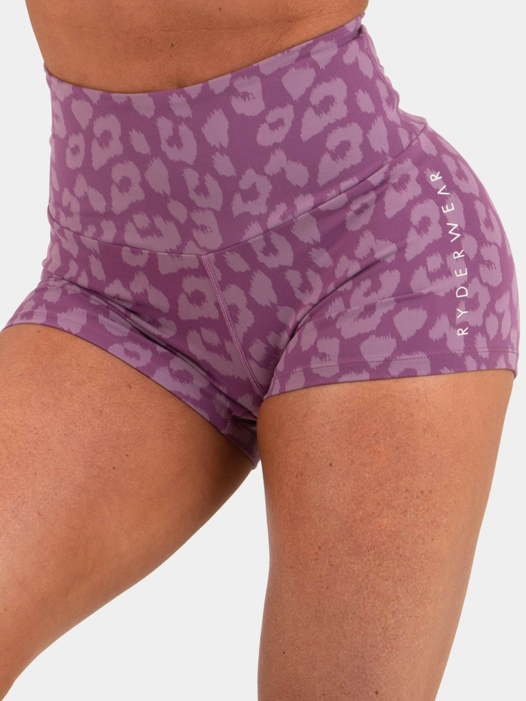 Animal Scrunch Bum Shorts - Leopard Purple Clothing Ryderwear 