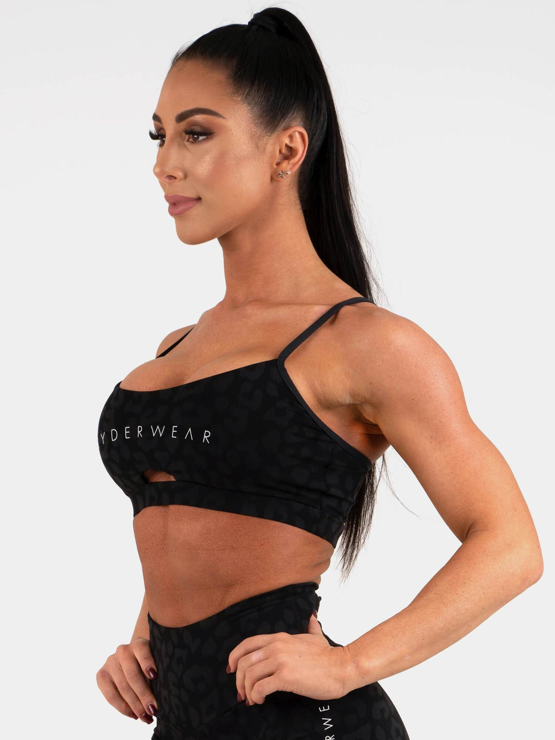 Animal Sports Bra - Leopard Black Clothing Ryderwear 