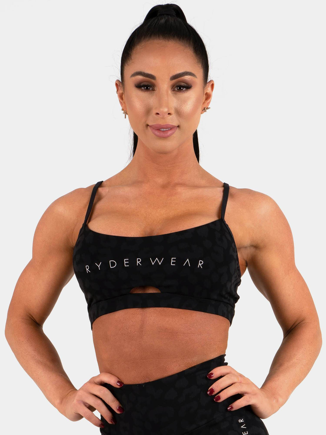 Animal Sports Bra - Leopard Black Clothing Ryderwear 