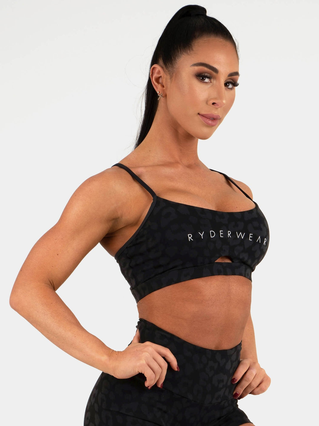 Animal Sports Bra - Leopard Black Clothing Ryderwear 