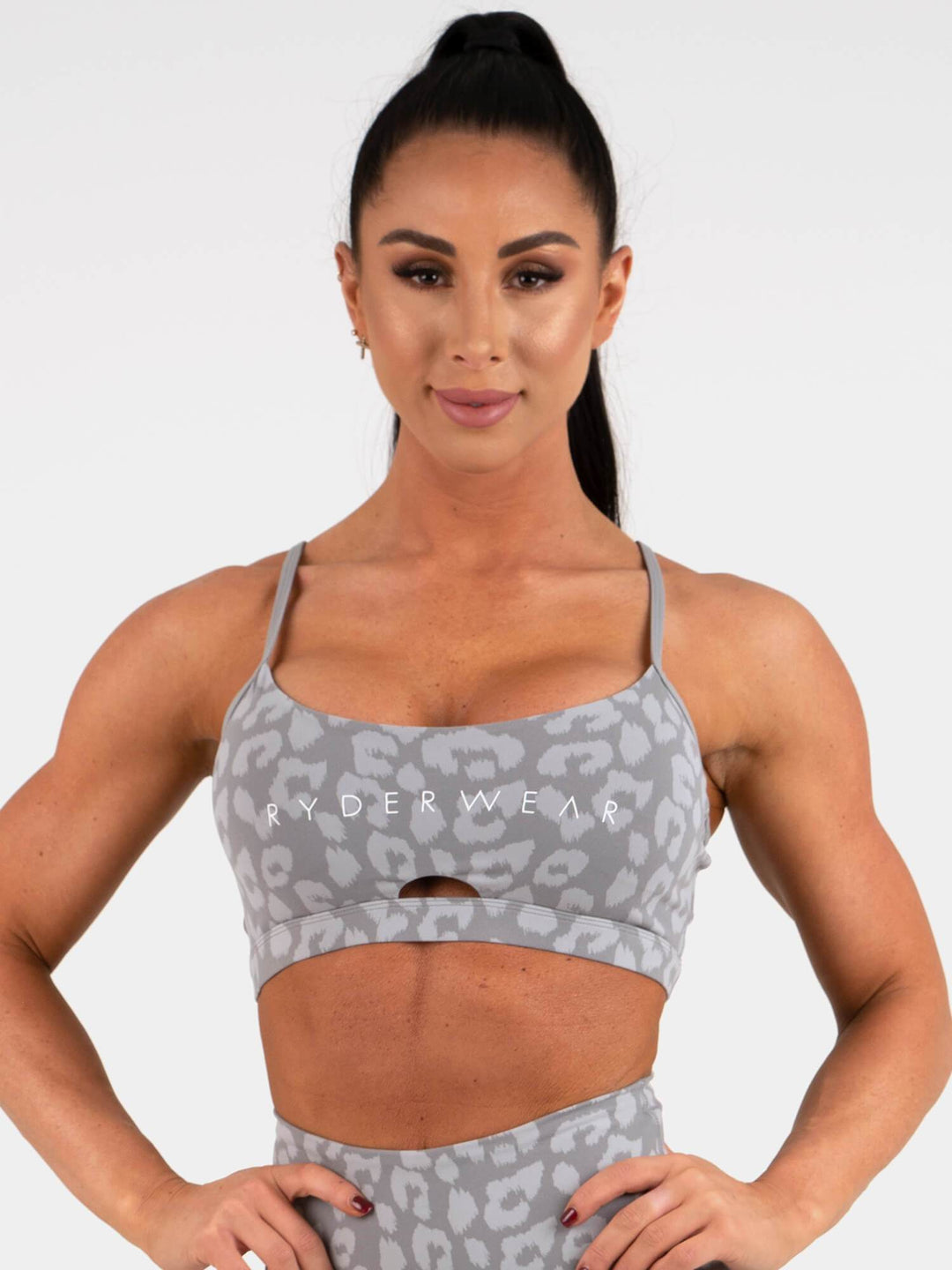 Animal Sports Bra - Leopard Grey Clothing Ryderwear 