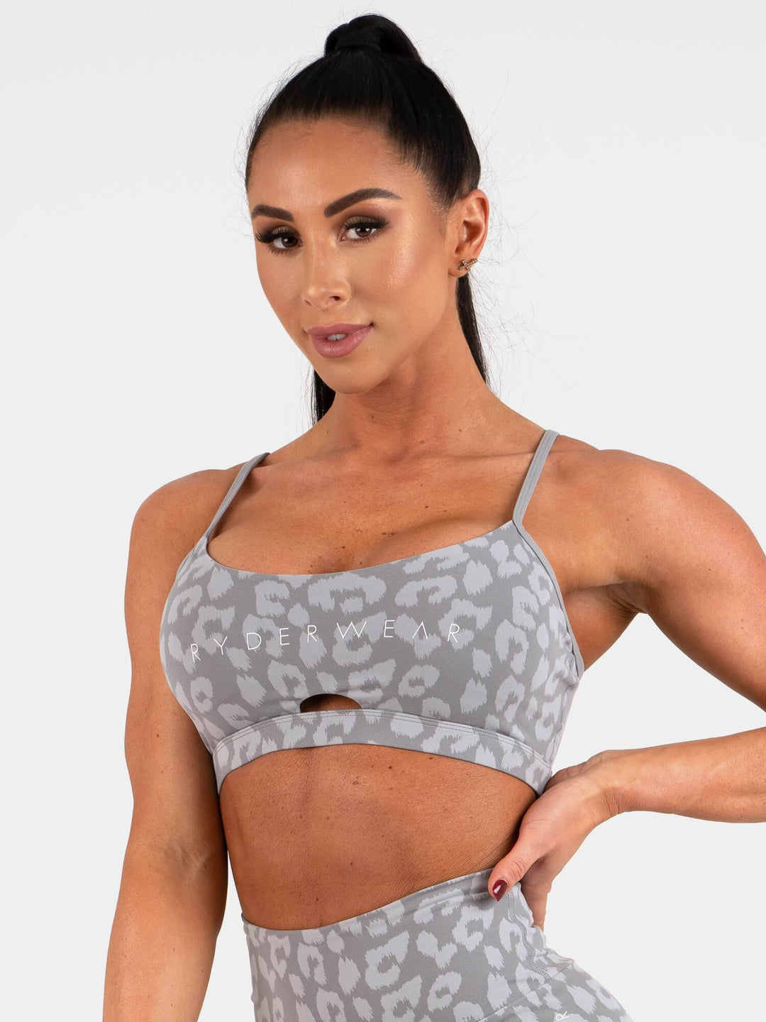 Animal Sports Bra - Leopard Grey Clothing Ryderwear 