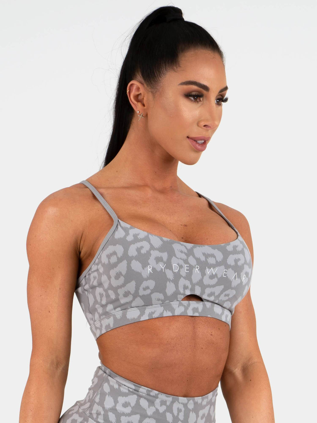 Animal Sports Bra - Leopard Grey Clothing Ryderwear 