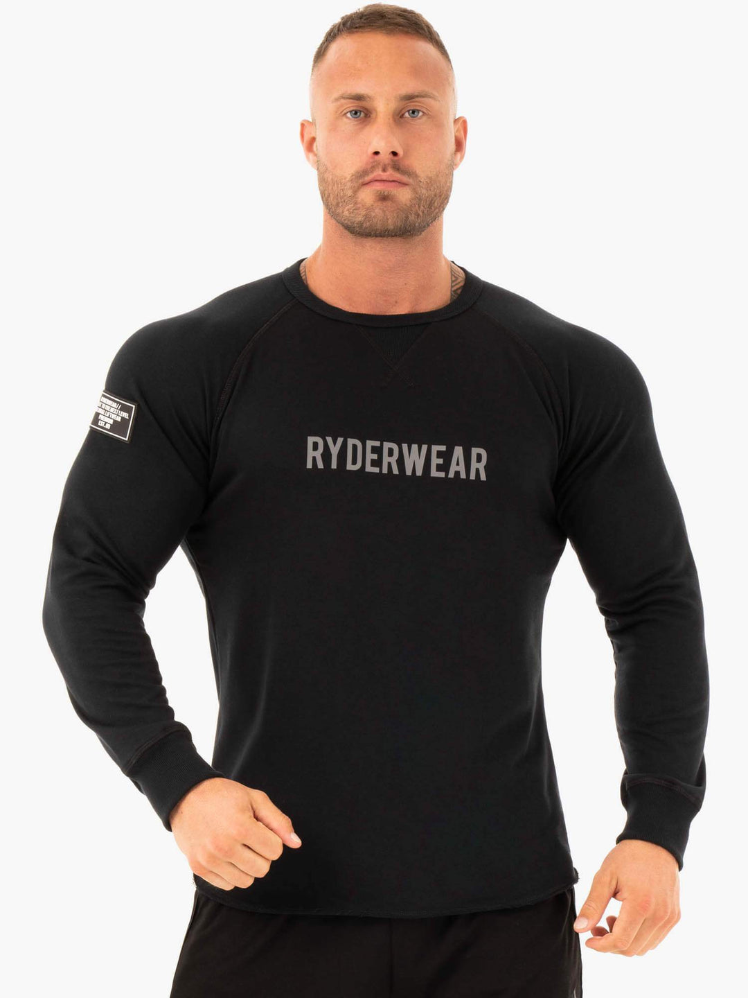 Athletic Crew Neck Sweater - Black Clothing Ryderwear 