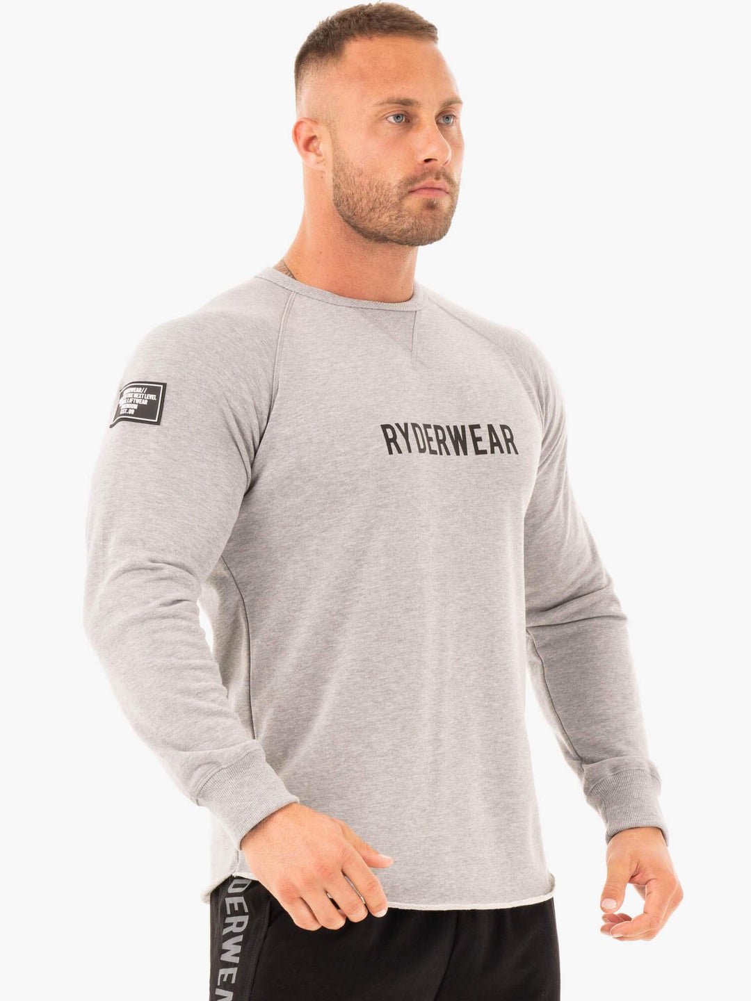 Athletic Crew Neck Sweater - Grey Marl Clothing Ryderwear 