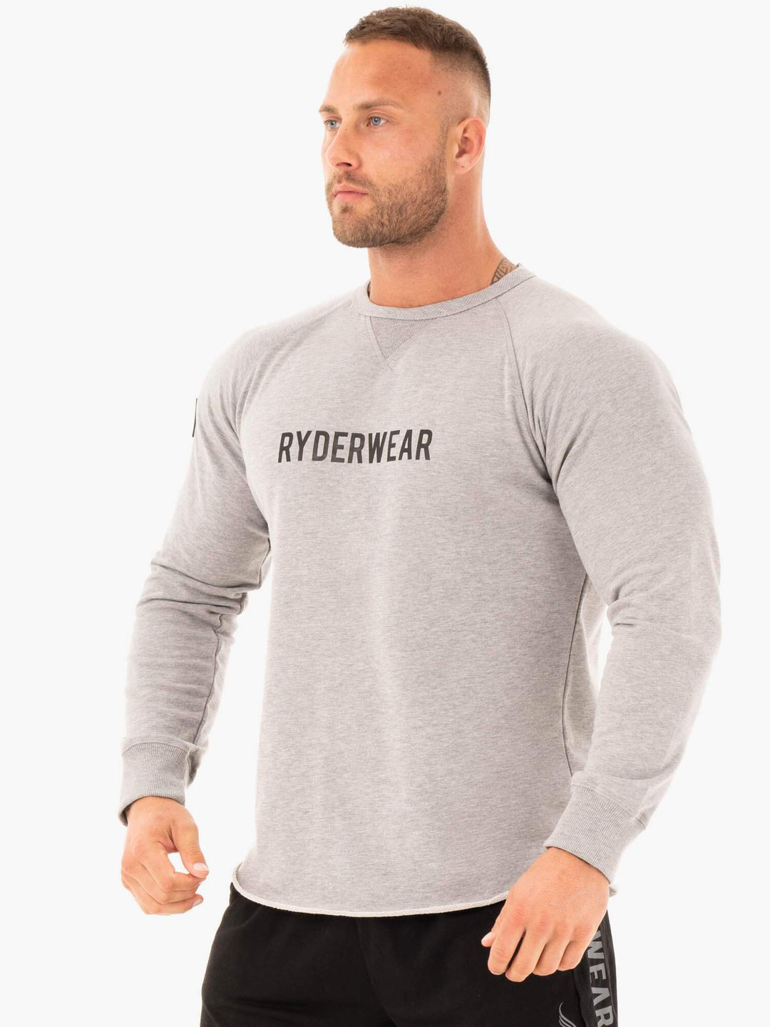 Athletic Crew Neck Sweater - Grey Marl Clothing Ryderwear 