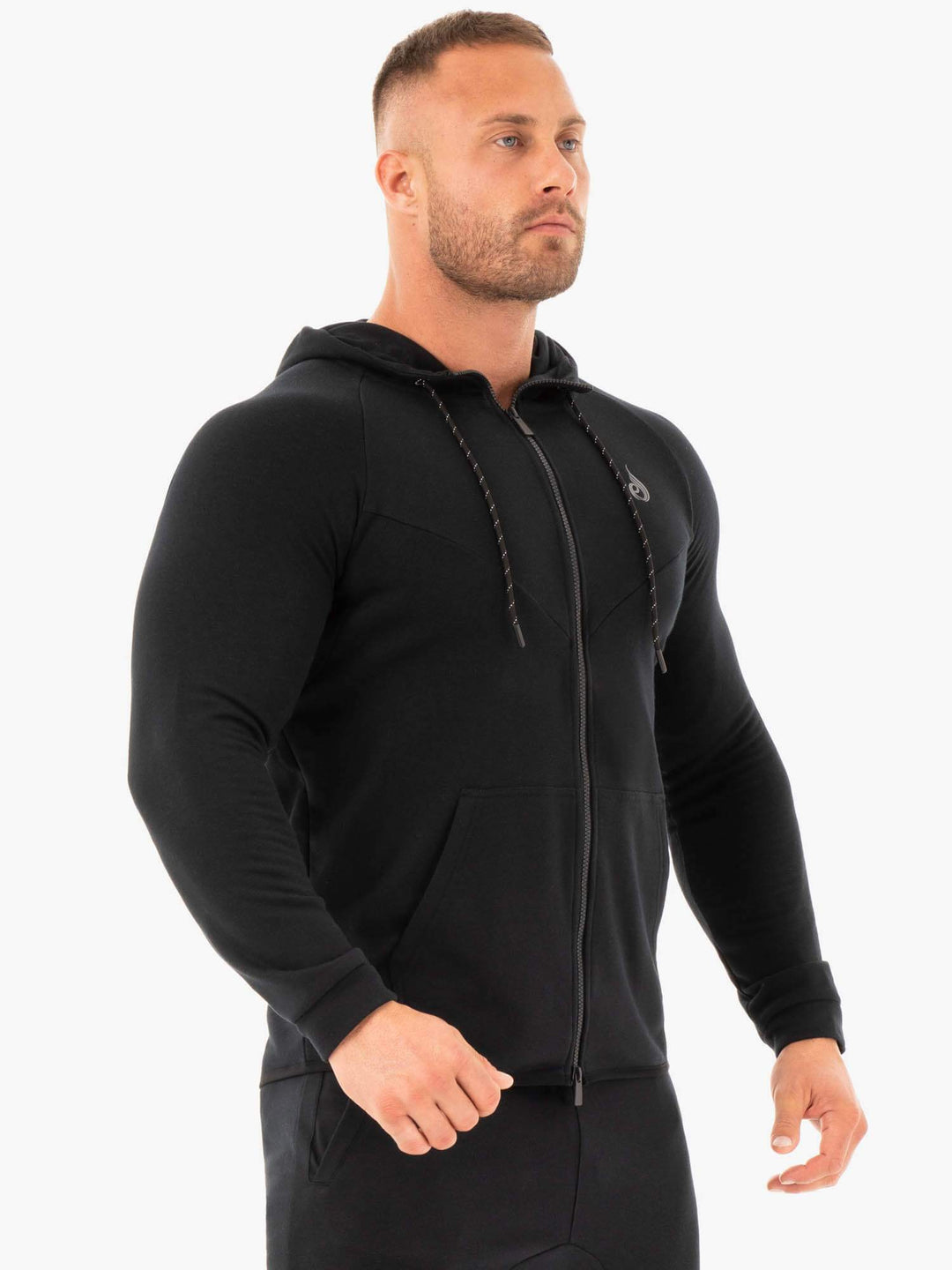 Athletic Zip Up Hoodie Jacket - Black Clothing Ryderwear 