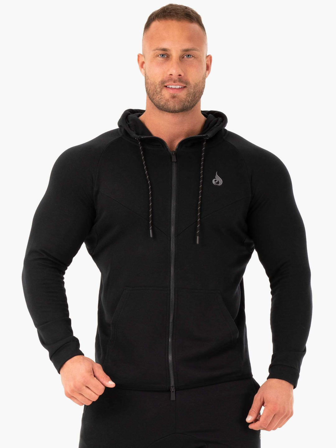 Athletic Zip Up Hoodie Jacket - Black Clothing Ryderwear 