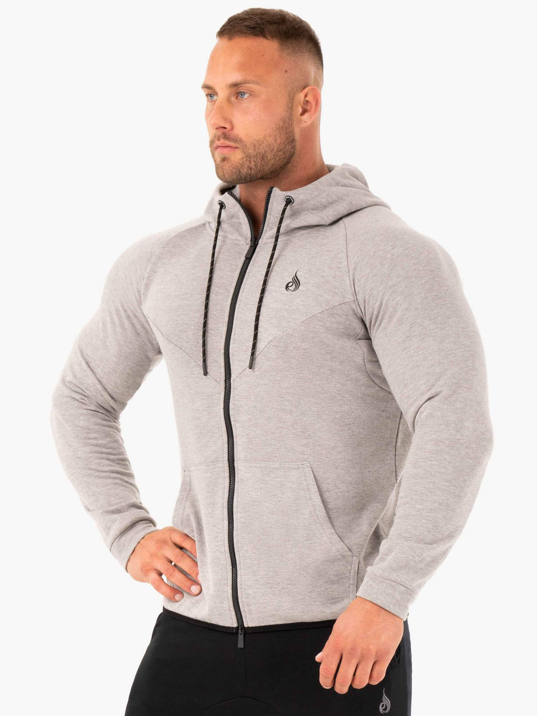 Athletic Zip Up Hoodie Jacket - Grey Marl Clothing Ryderwear 