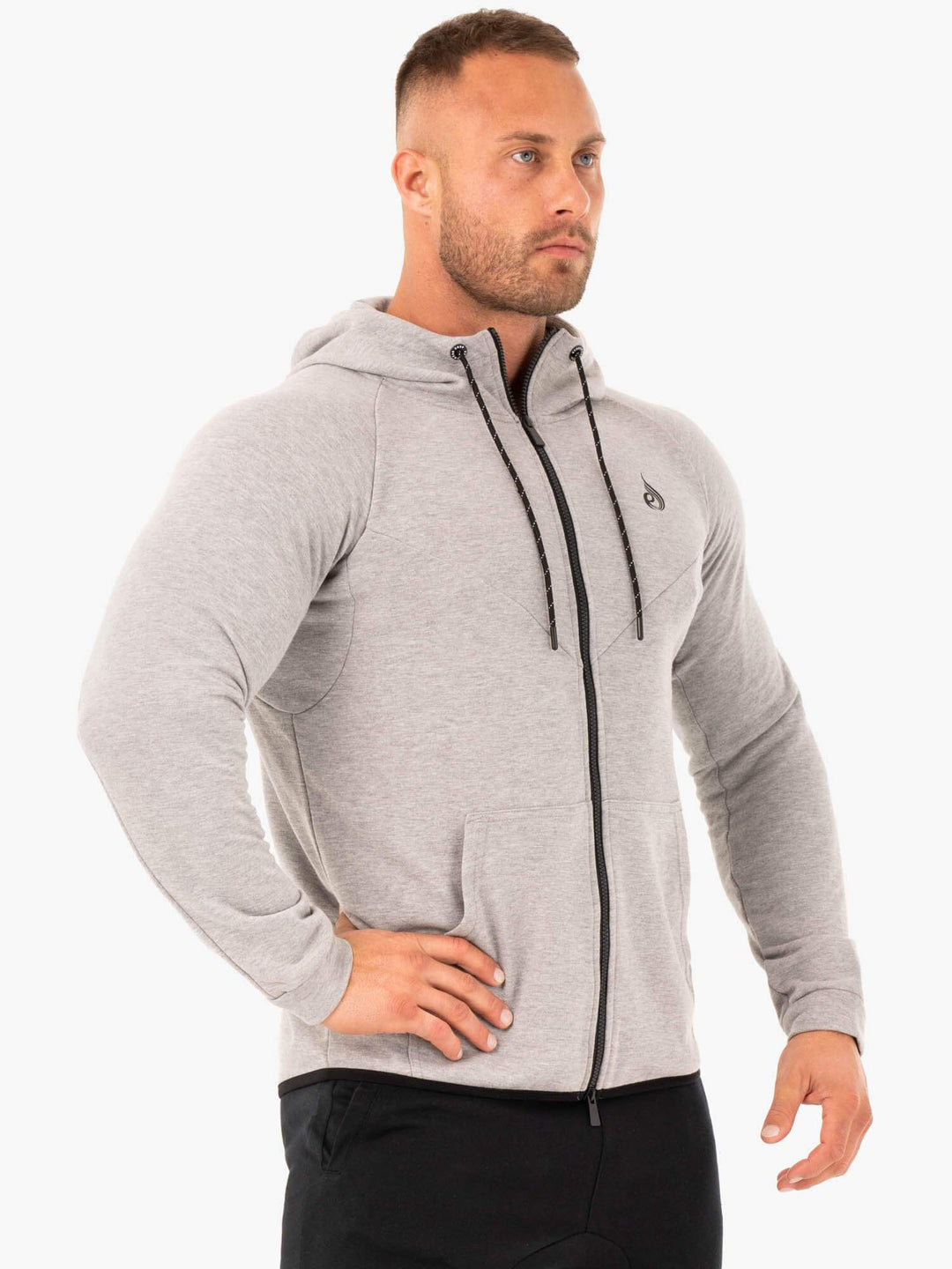 Athletic Zip Up Hoodie Jacket - Grey Marl Clothing Ryderwear 