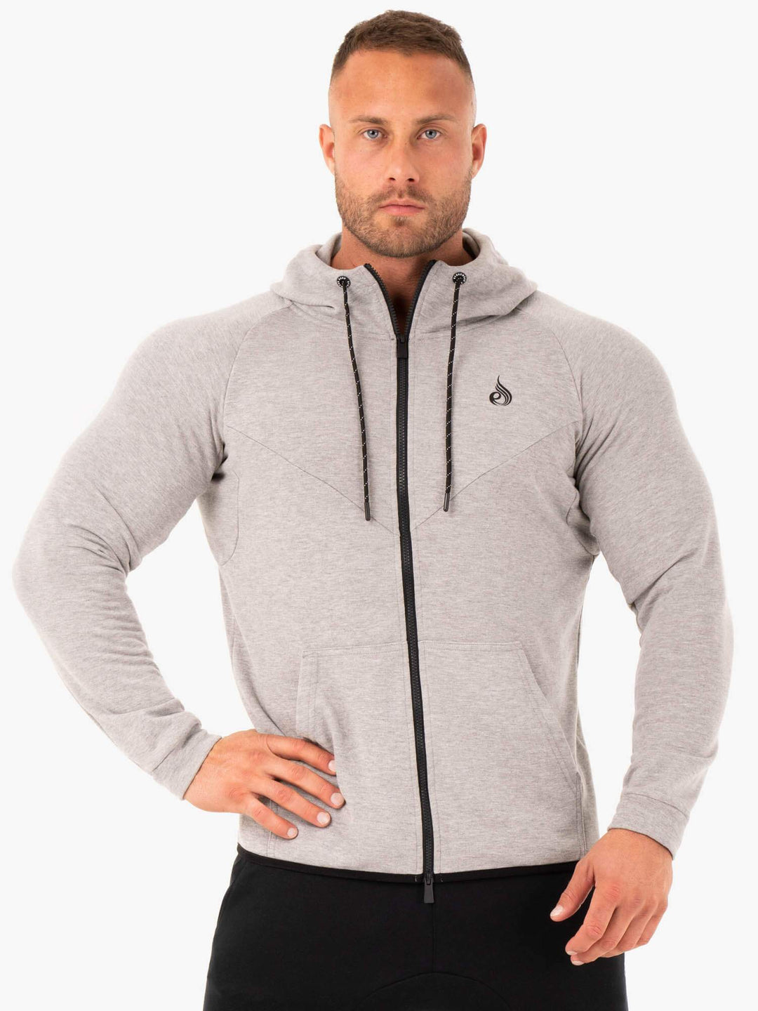 Athletic Zip Up Hoodie Jacket - Grey Marl Clothing Ryderwear 