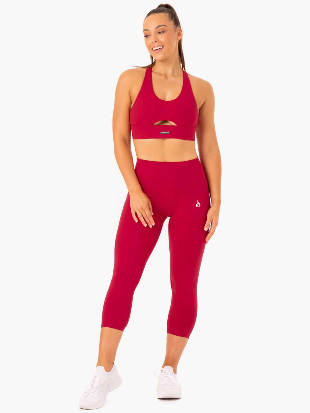 Base 7/8 High Waisted Leggings - Cherry Red Clothing Ryderwear 