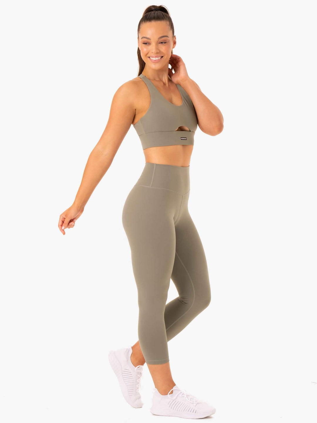 Base 7/8 High Waisted Leggings - Khaki Clothing Ryderwear 