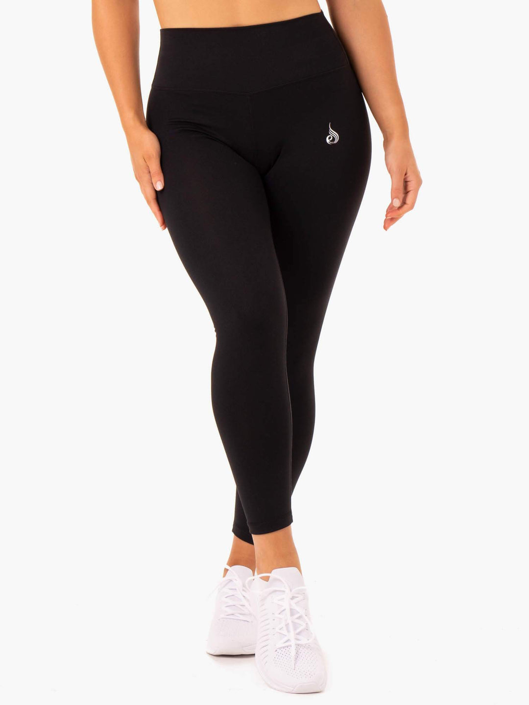 Base Full Length High Waisted Leggings - Black Clothing Ryderwear 