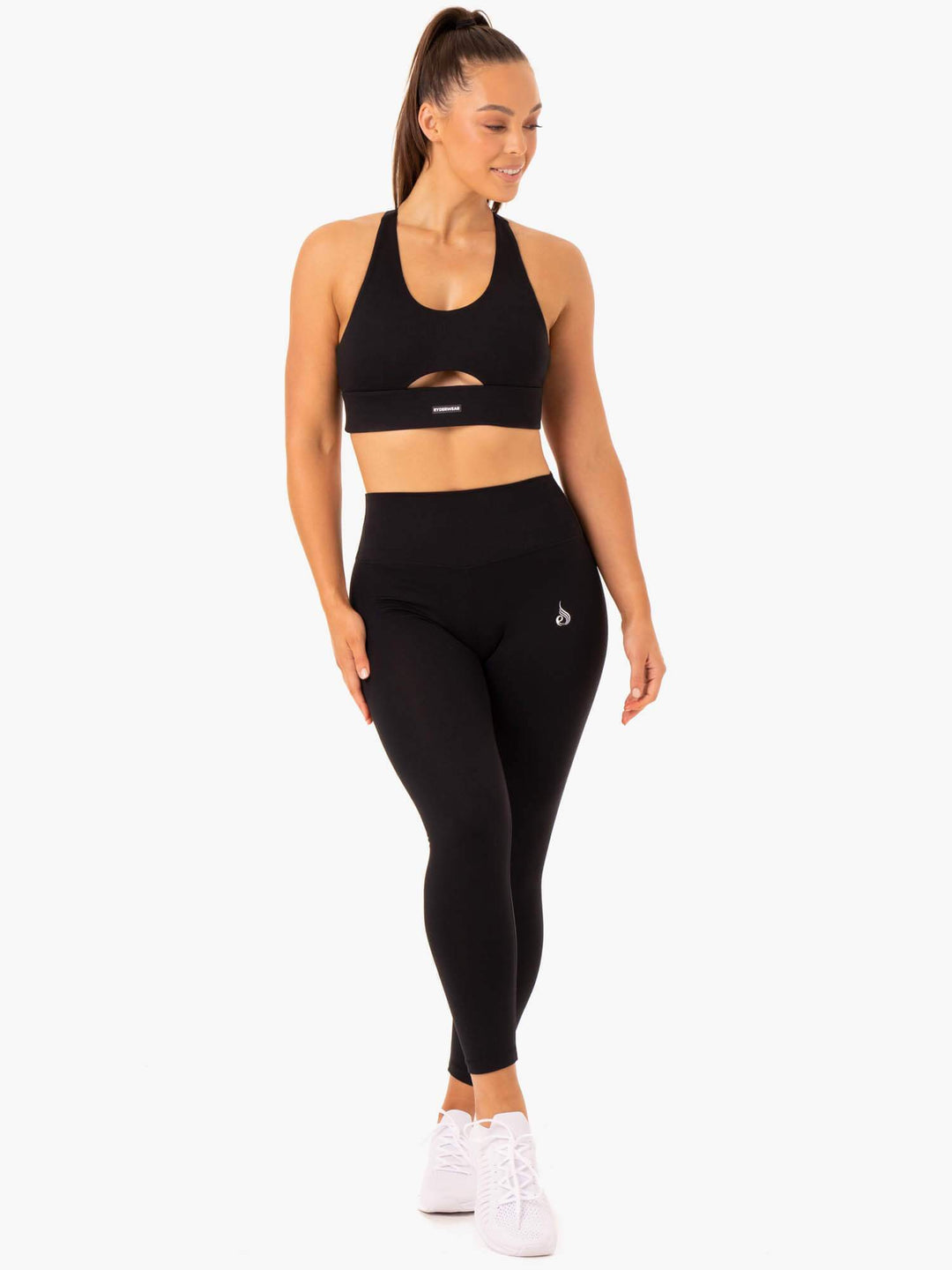 Base Full Length High Waisted Leggings - Black Clothing Ryderwear 