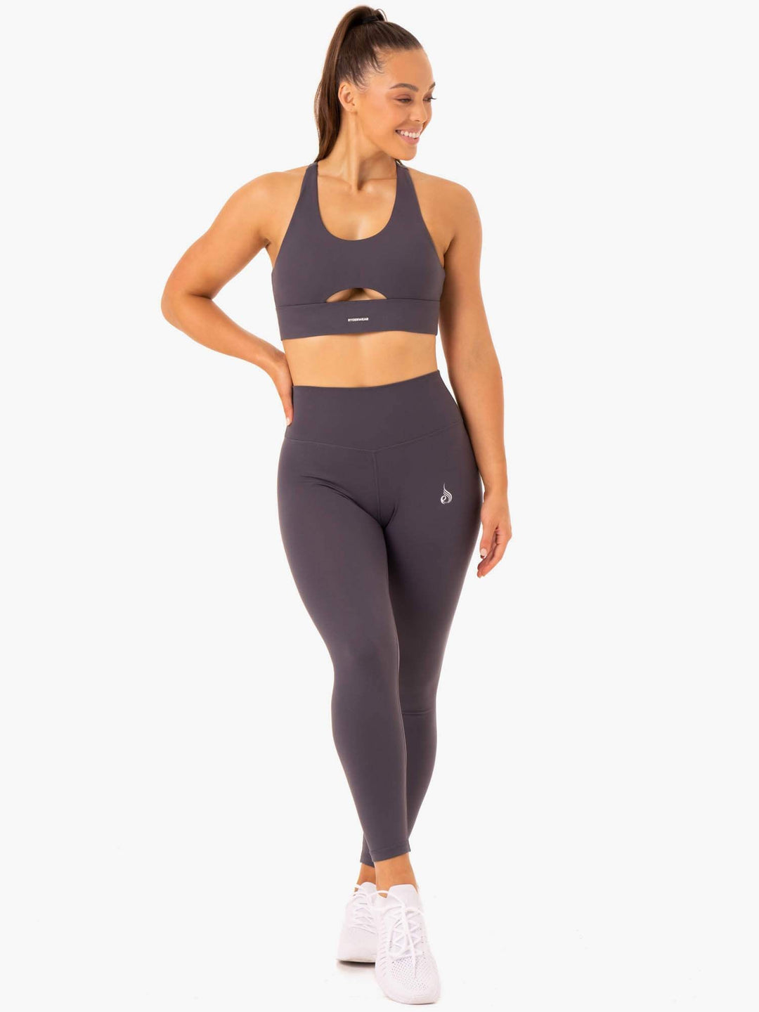 Base Full Length High Waisted Leggings - Charcoal Clothing Ryderwear 