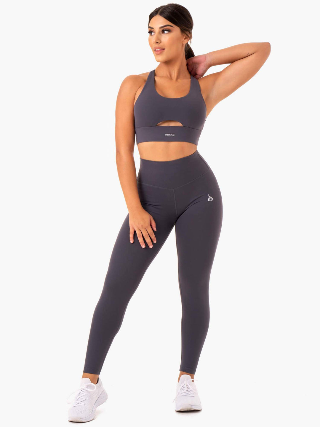 Base Full Length High Waisted Leggings - Charcoal Clothing Ryderwear 