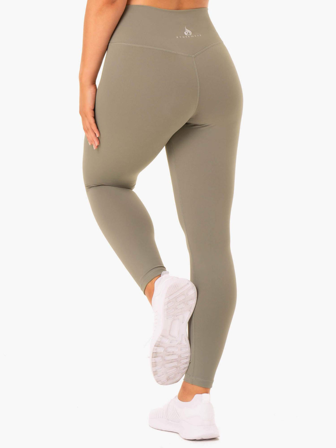 Base Full Length High Waisted Leggings - Khaki Clothing Ryderwear 