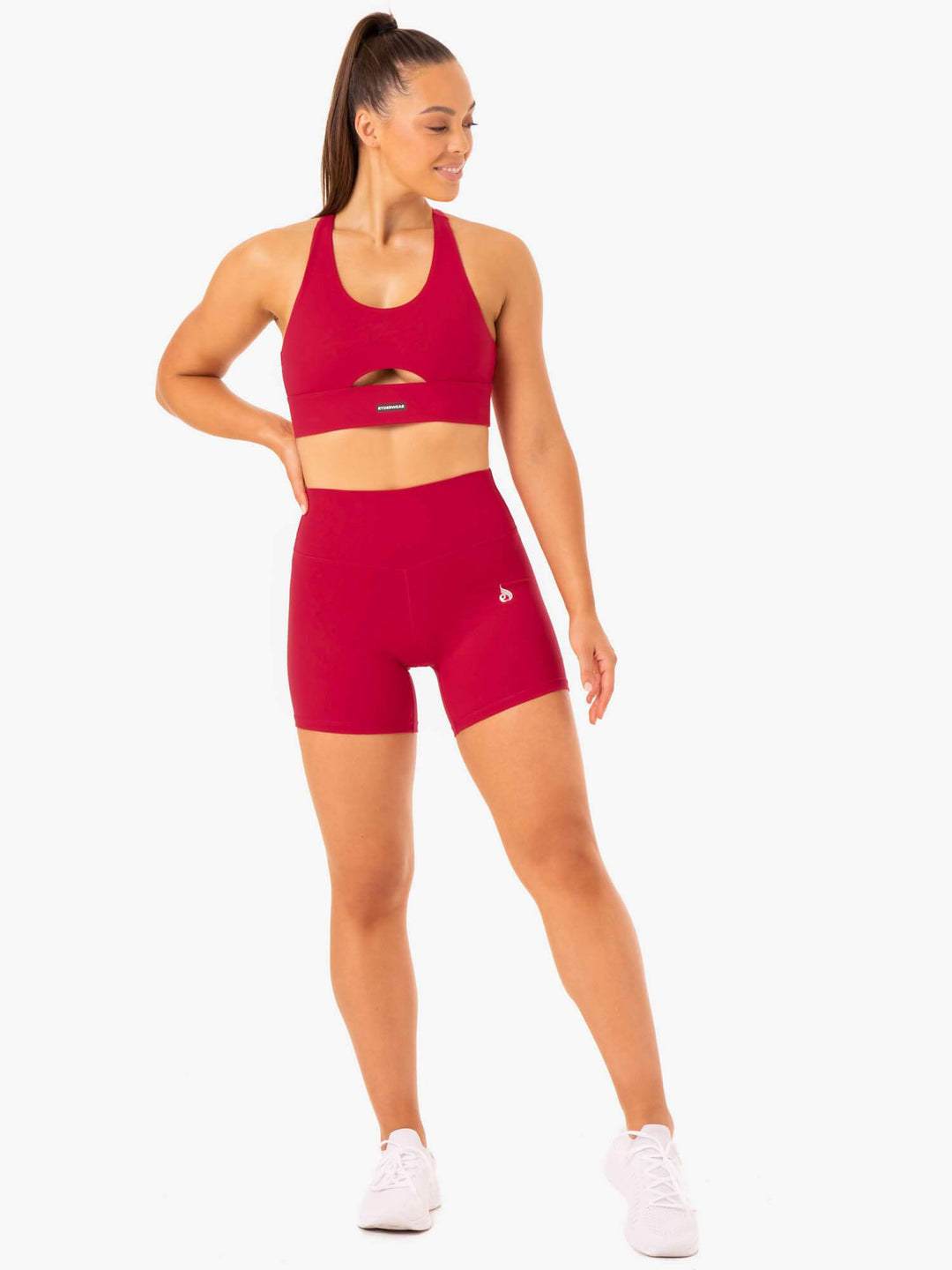 Base High Waisted Shorts - Cherry Red Clothing Ryderwear 