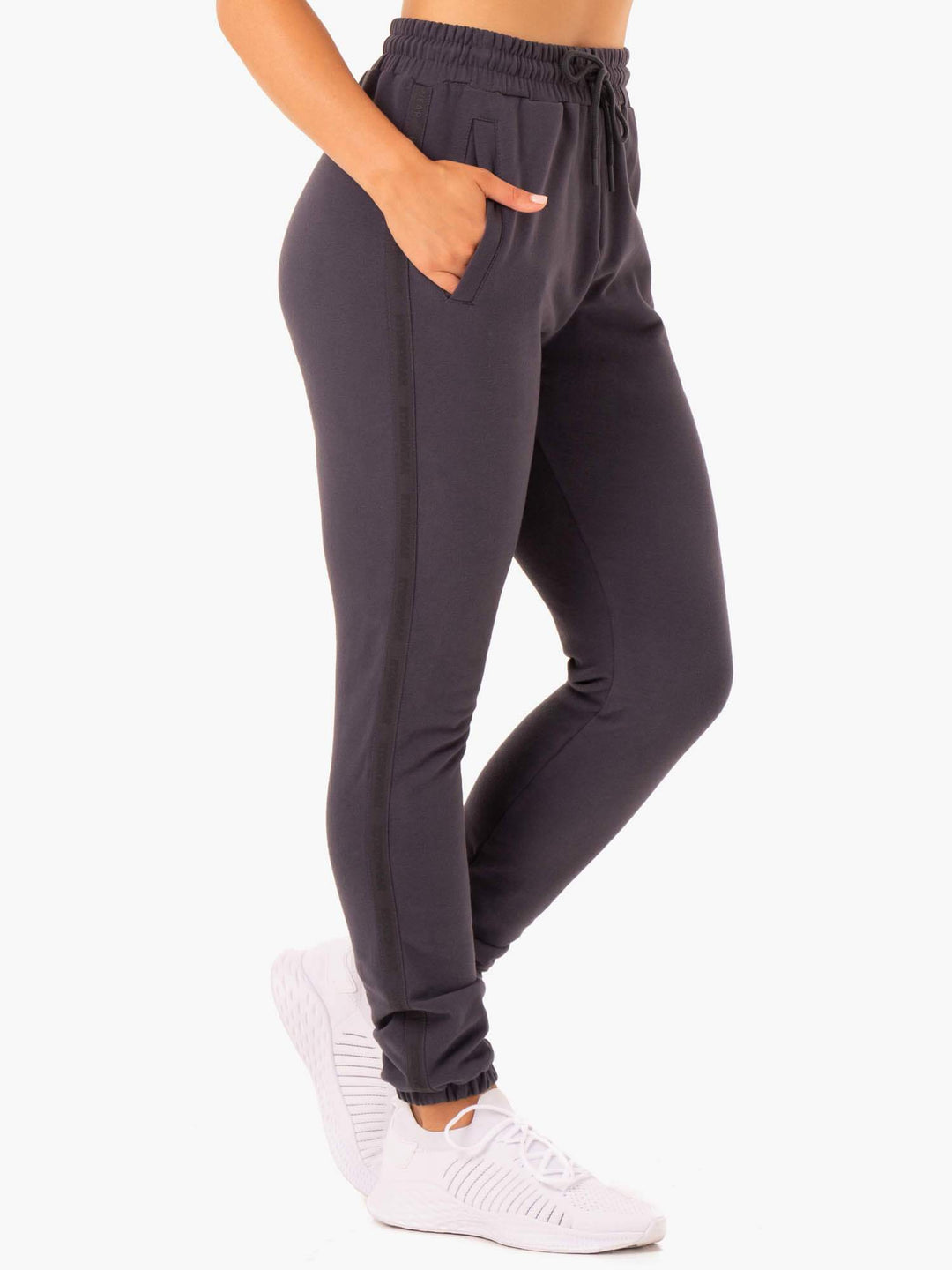 Base High Waisted Track Pants - Charcoal Clothing Ryderwear 