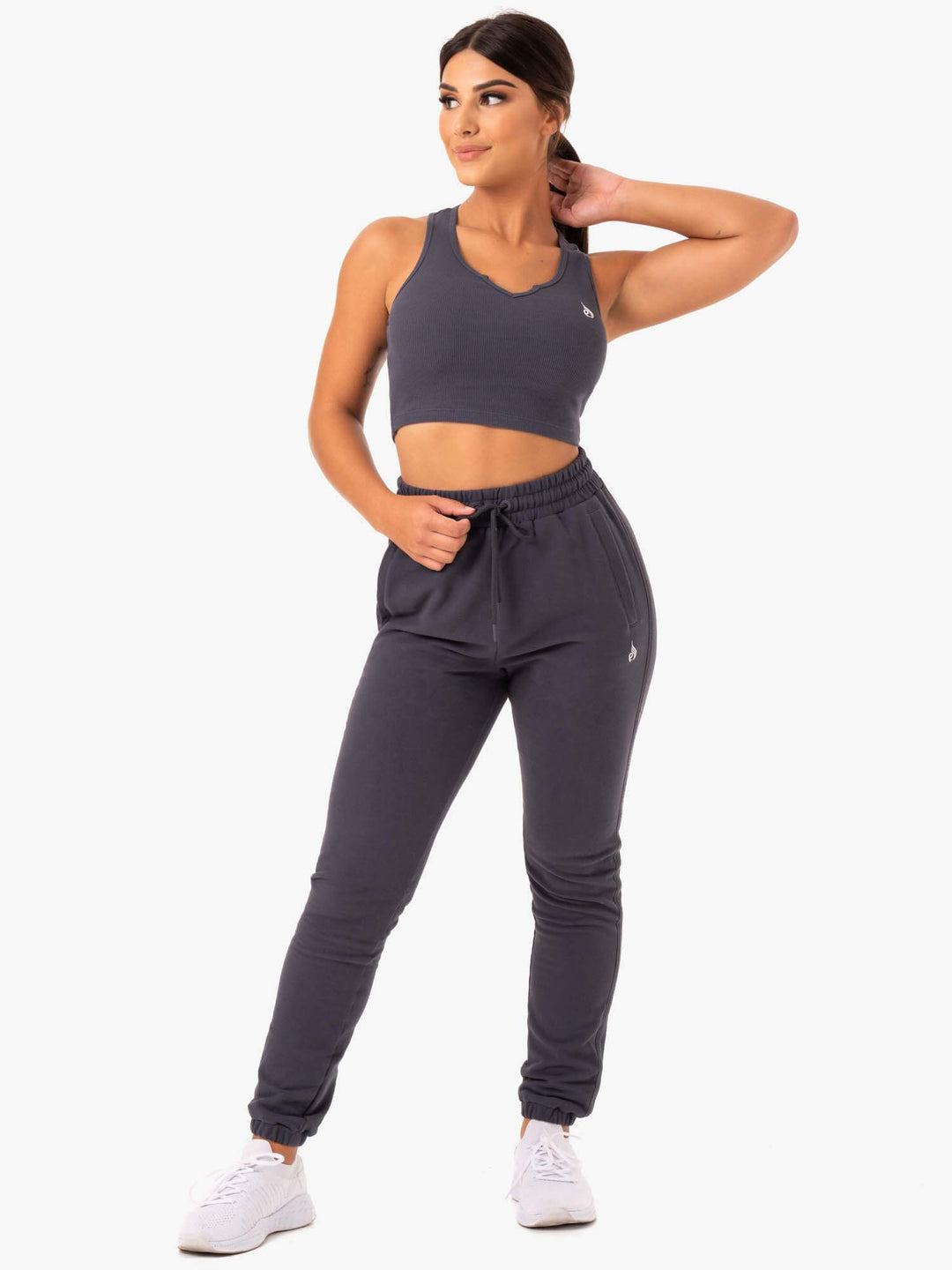 Base High Waisted Track Pants - Charcoal Clothing Ryderwear 