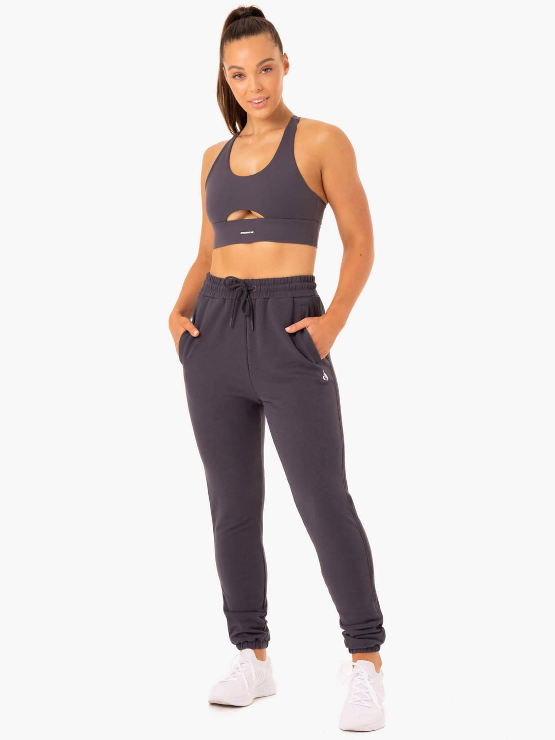 Base High Waisted Track Pants - Charcoal Clothing Ryderwear 