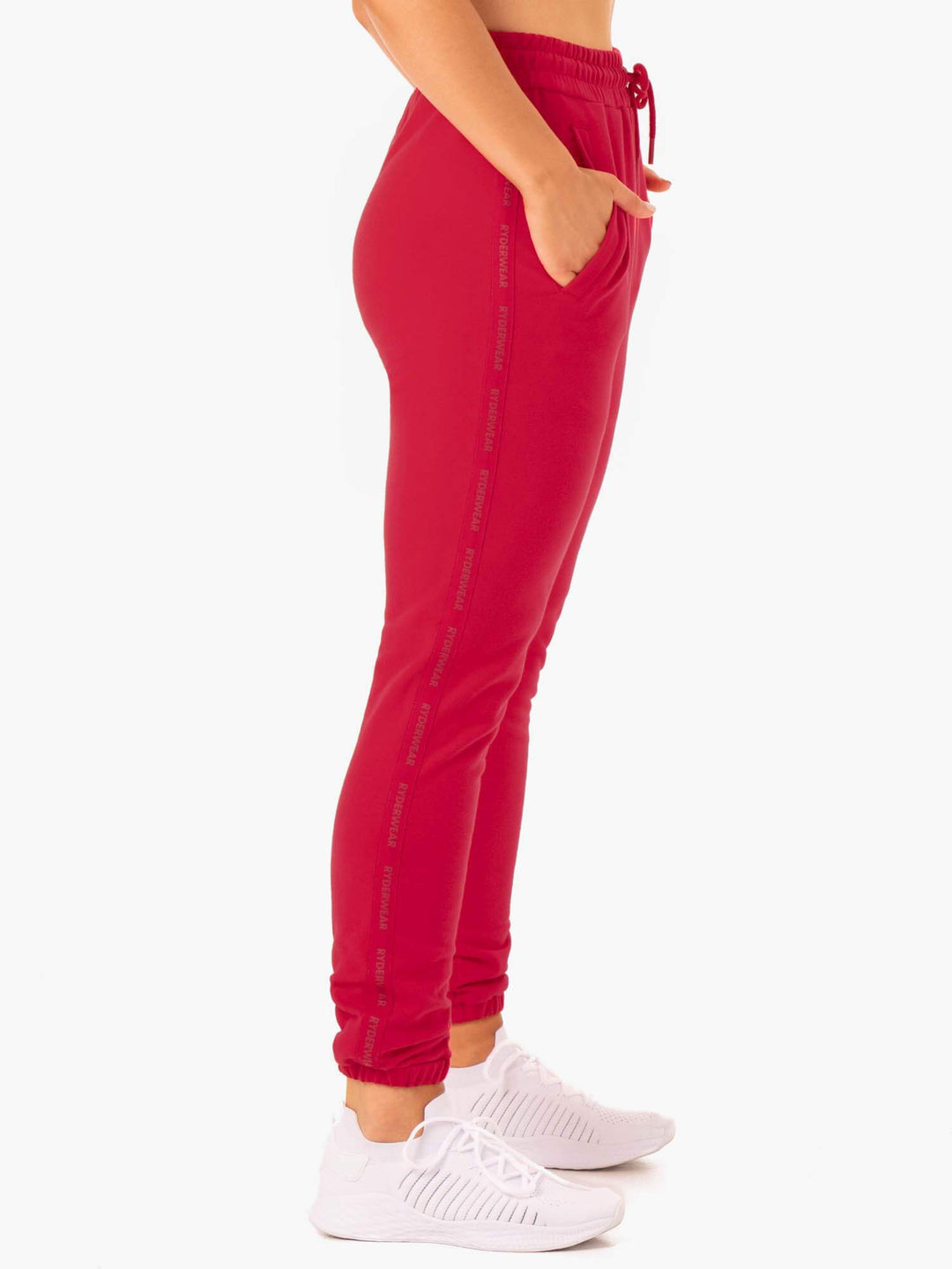 Base High Waisted Track Pants - Cherry Red Clothing Ryderwear 