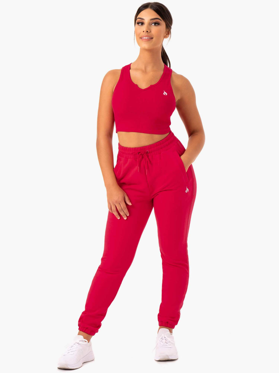 Base High Waisted Track Pants - Cherry Red Clothing Ryderwear 