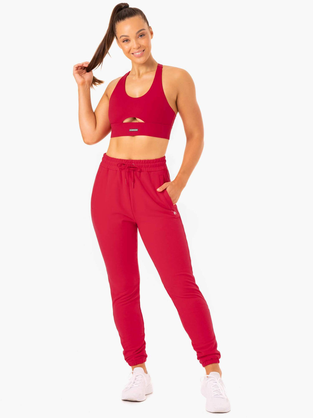 Base High Waisted Track Pants - Cherry Red Clothing Ryderwear 