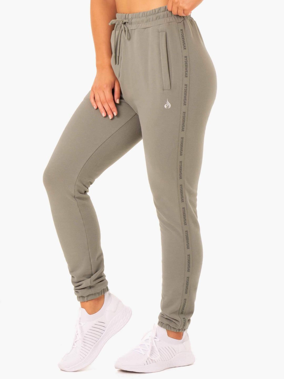 Base High Waisted Track Pants - Khaki Clothing Ryderwear 