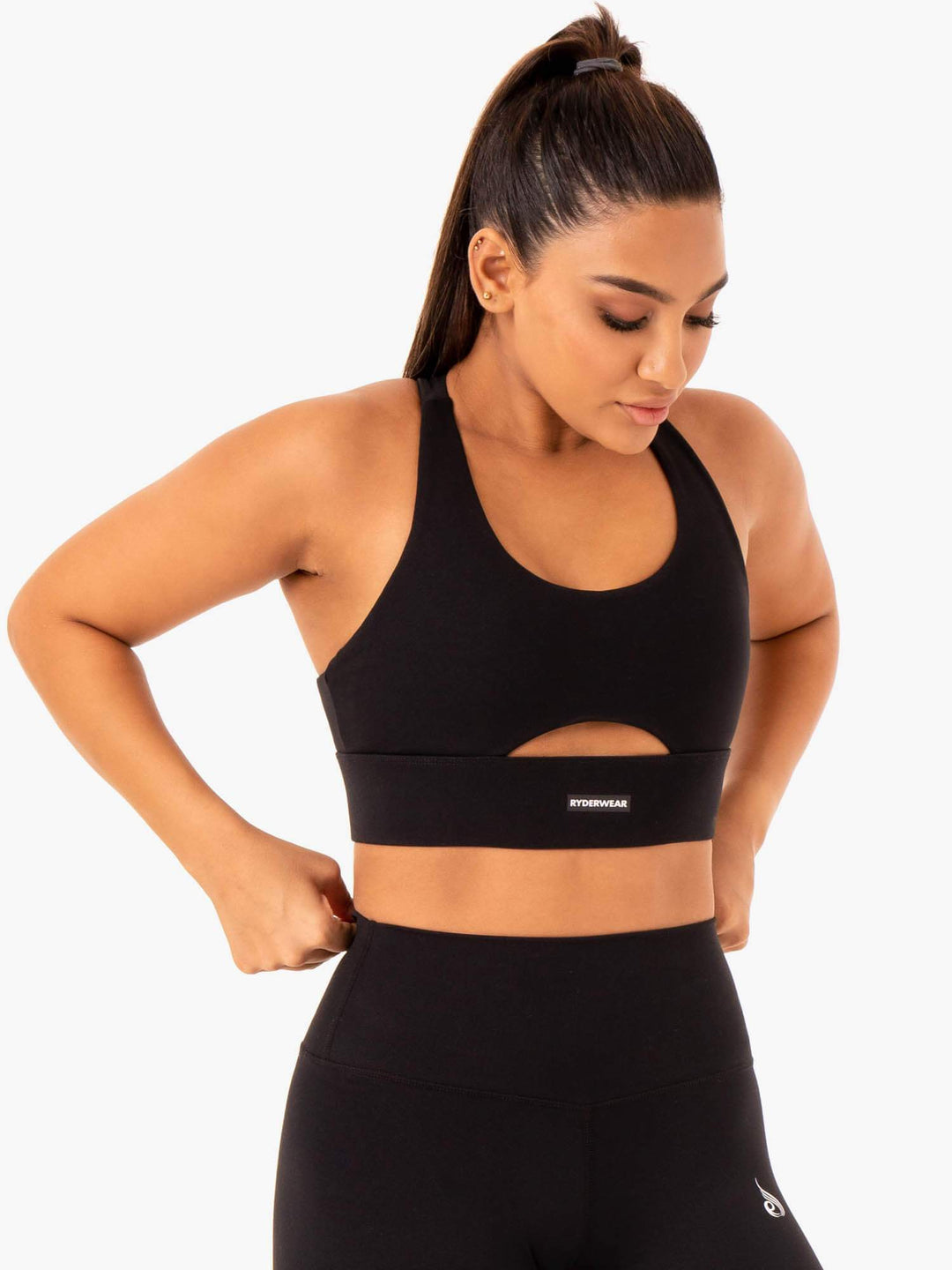 Base Racer Back Sports Bra - Black Clothing Ryderwear 