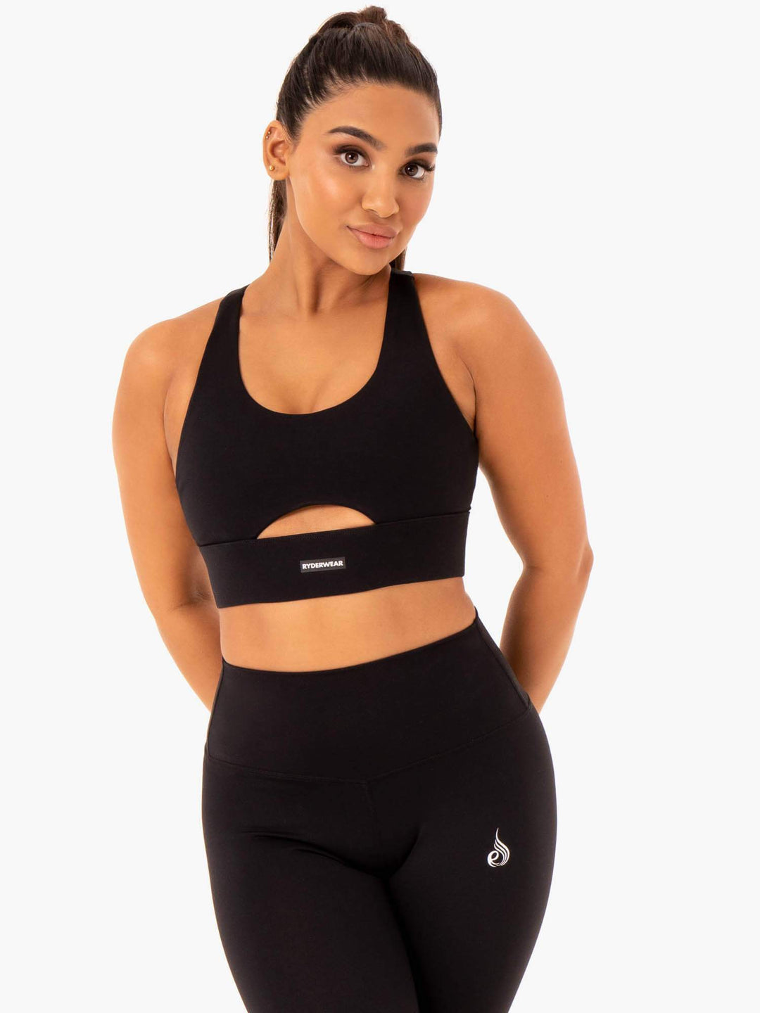 Base Racer Back Sports Bra - Black Clothing Ryderwear 