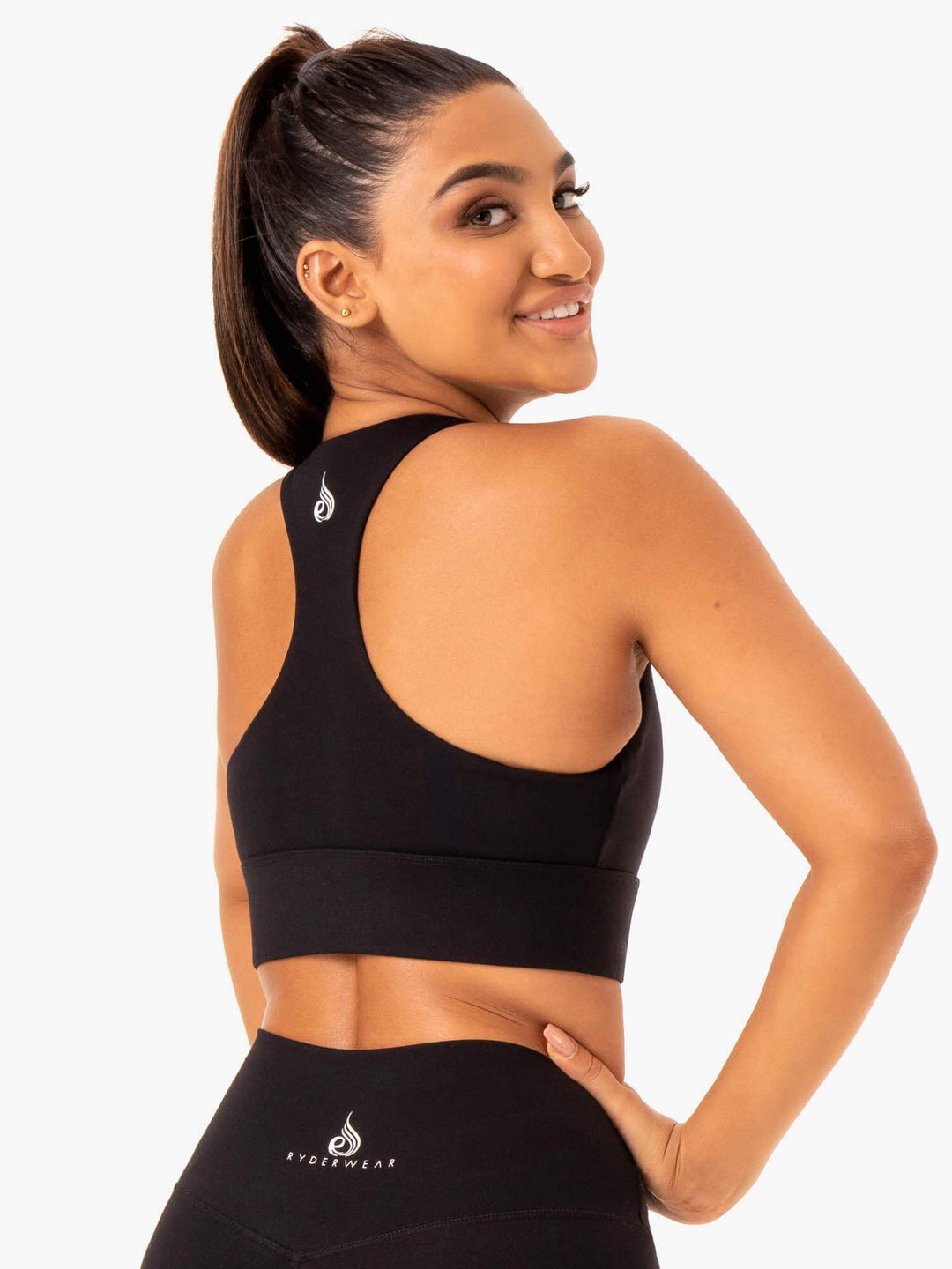 Base Racer Back Sports Bra - Black Clothing Ryderwear 