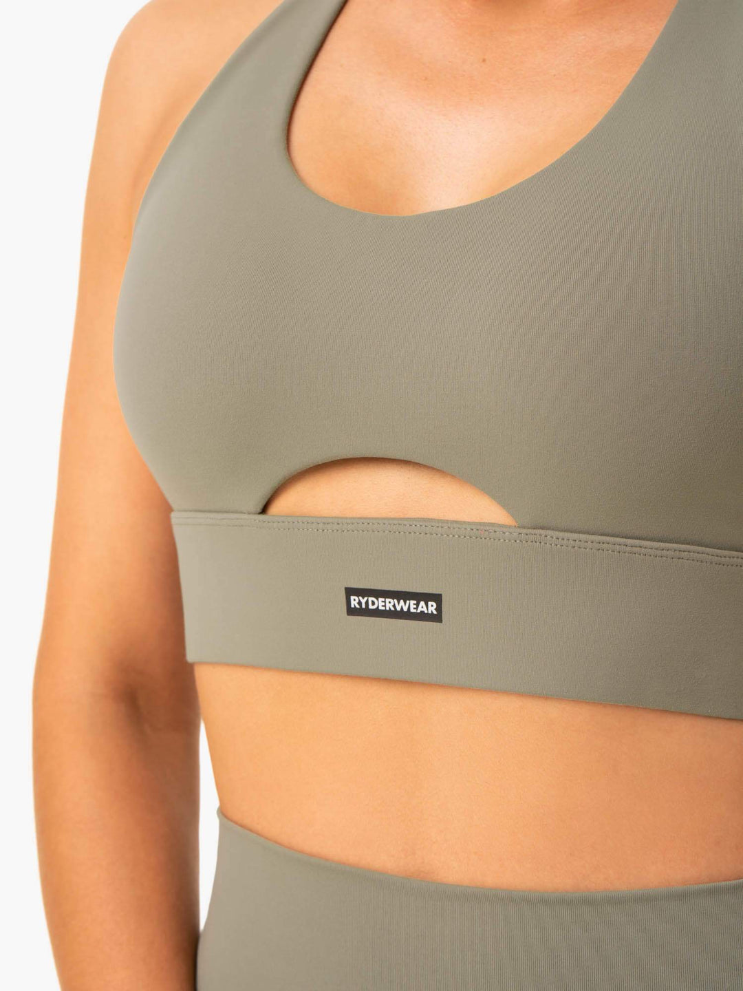 Base Racer Back Sports Bra - Khaki Clothing Ryderwear 