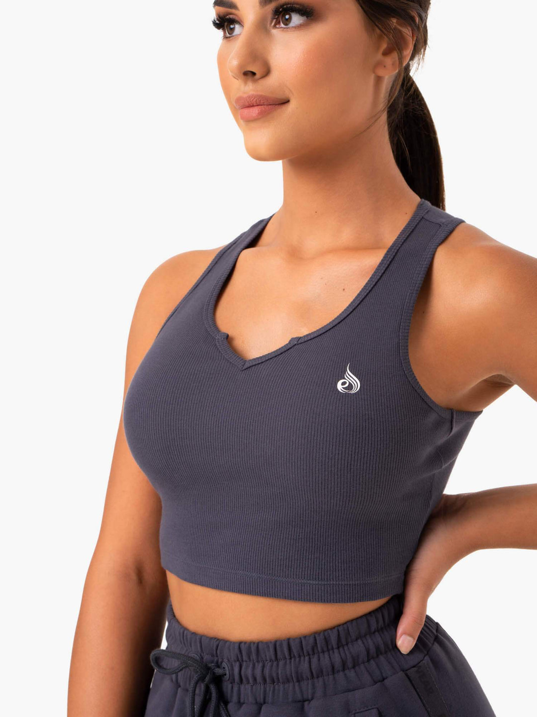 Base V Split Tank - Charcoal Clothing Ryderwear 