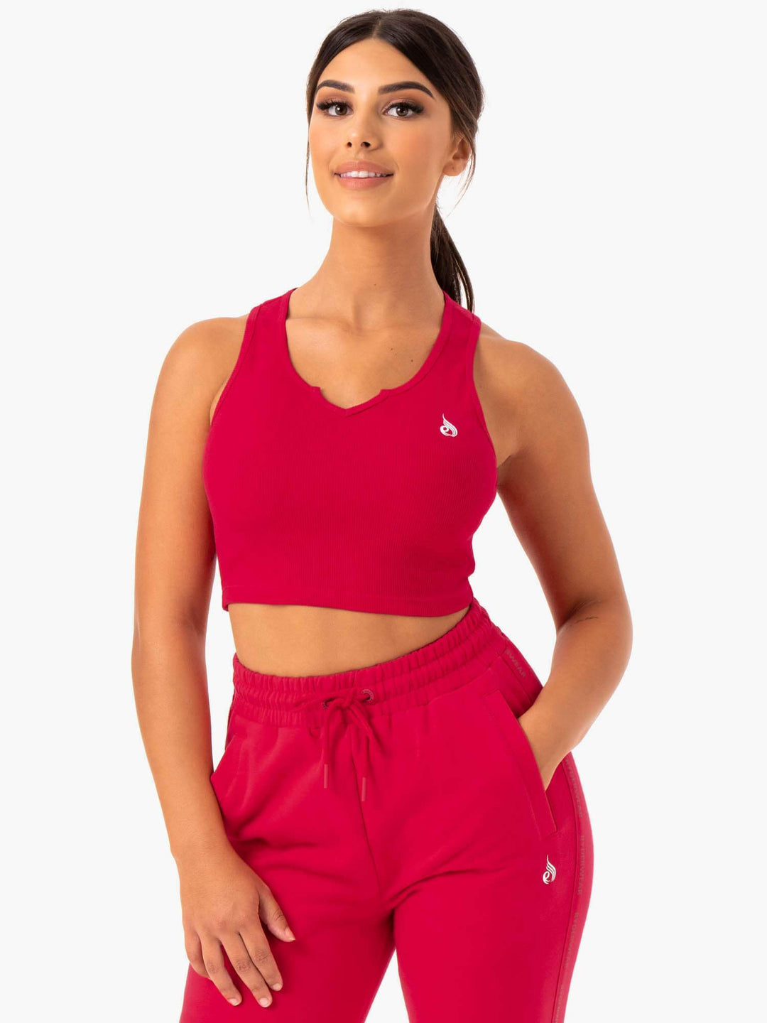 Base V Split Tank - Cherry Red Clothing Ryderwear 