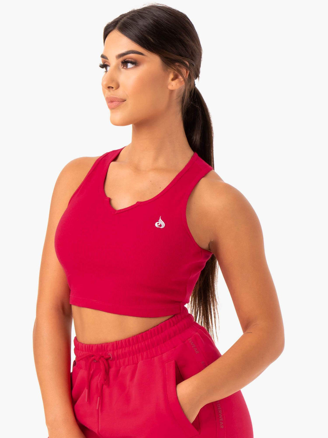 Base V Split Tank - Cherry Red Clothing Ryderwear 