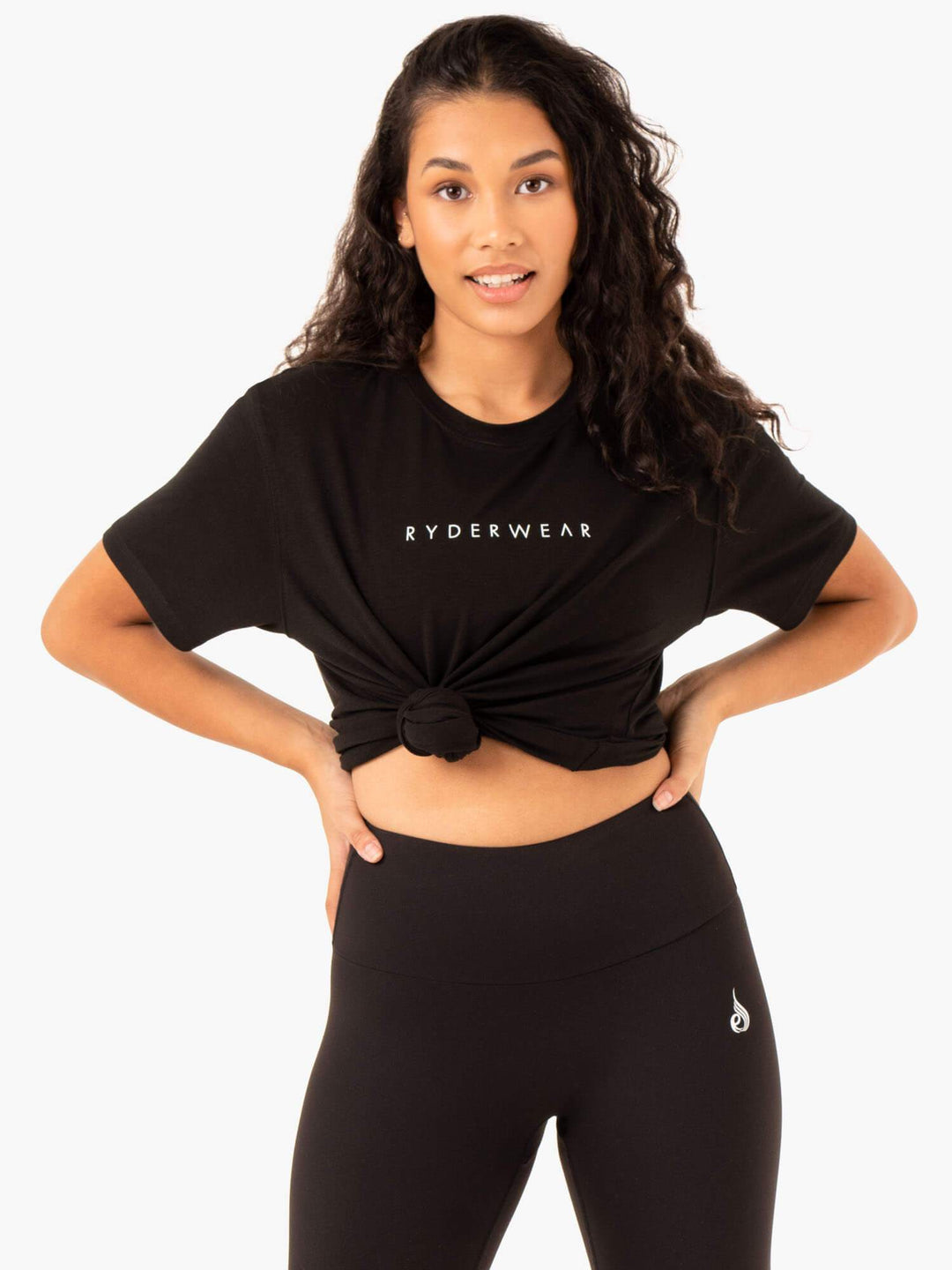 Boyfriend Longline T-Shirt - Black Clothing Ryderwear 