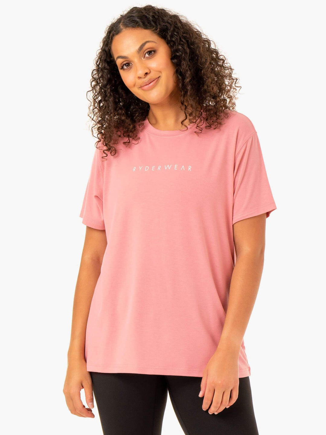 Boyfriend Longline T-Shirt - Blush Pink Clothing Ryderwear 