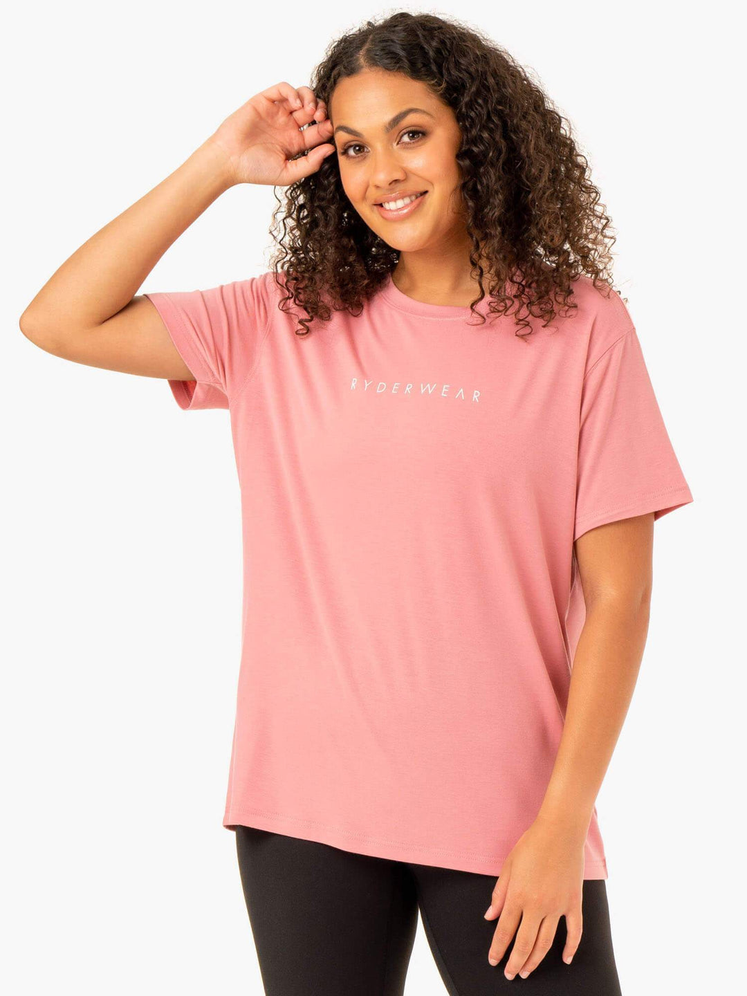 Boyfriend Longline T-Shirt - Blush Pink Clothing Ryderwear 