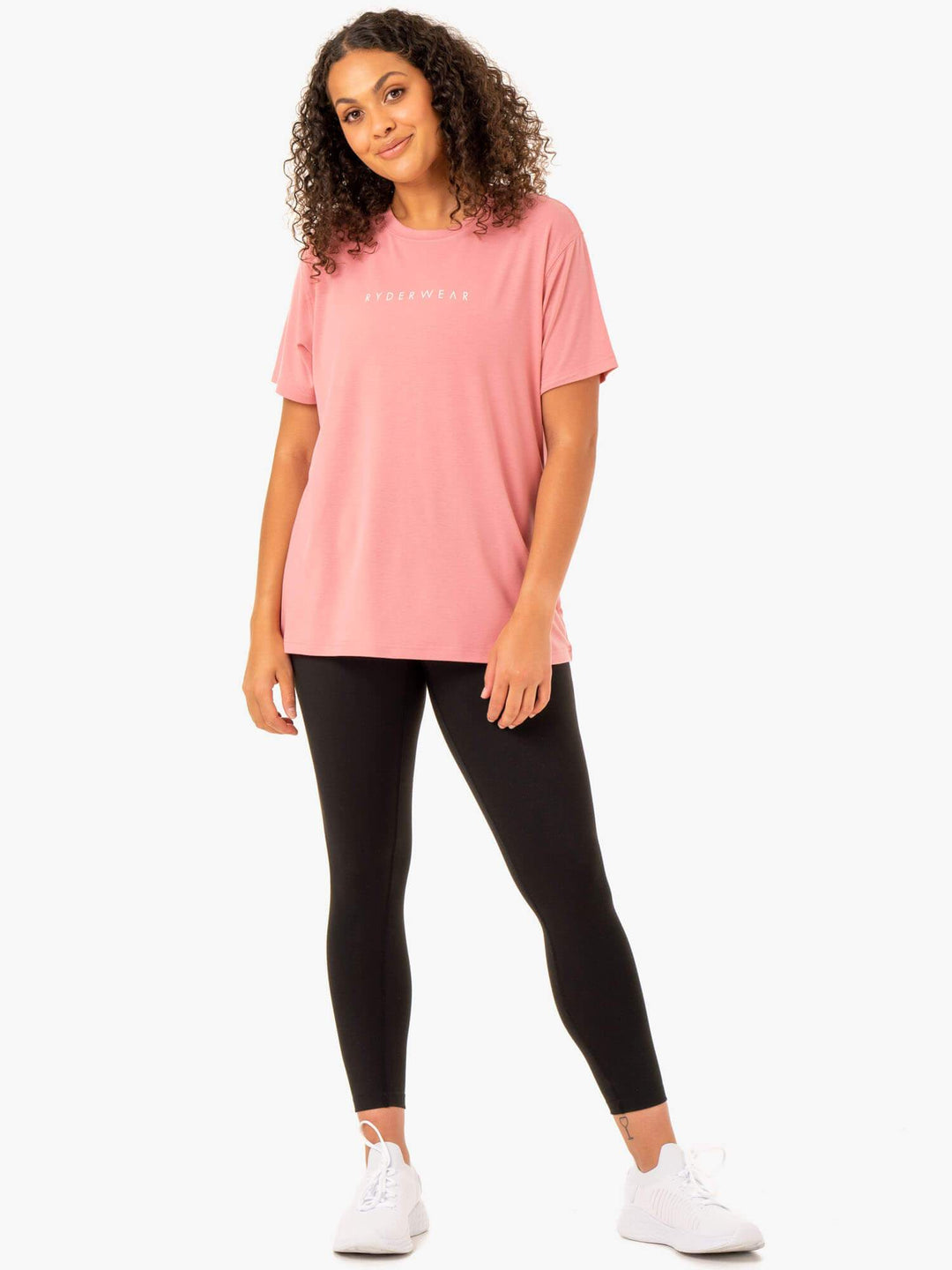 Boyfriend Longline T-Shirt - Blush Pink Clothing Ryderwear 