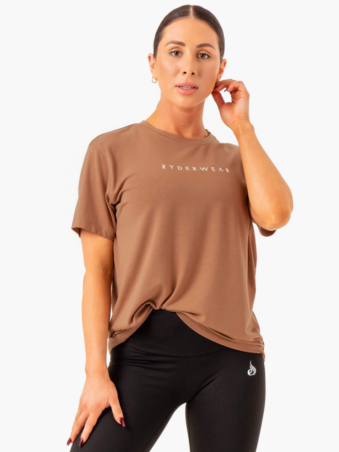 Boyfriend Longline T-Shirt - Mocha Clothing Ryderwear 