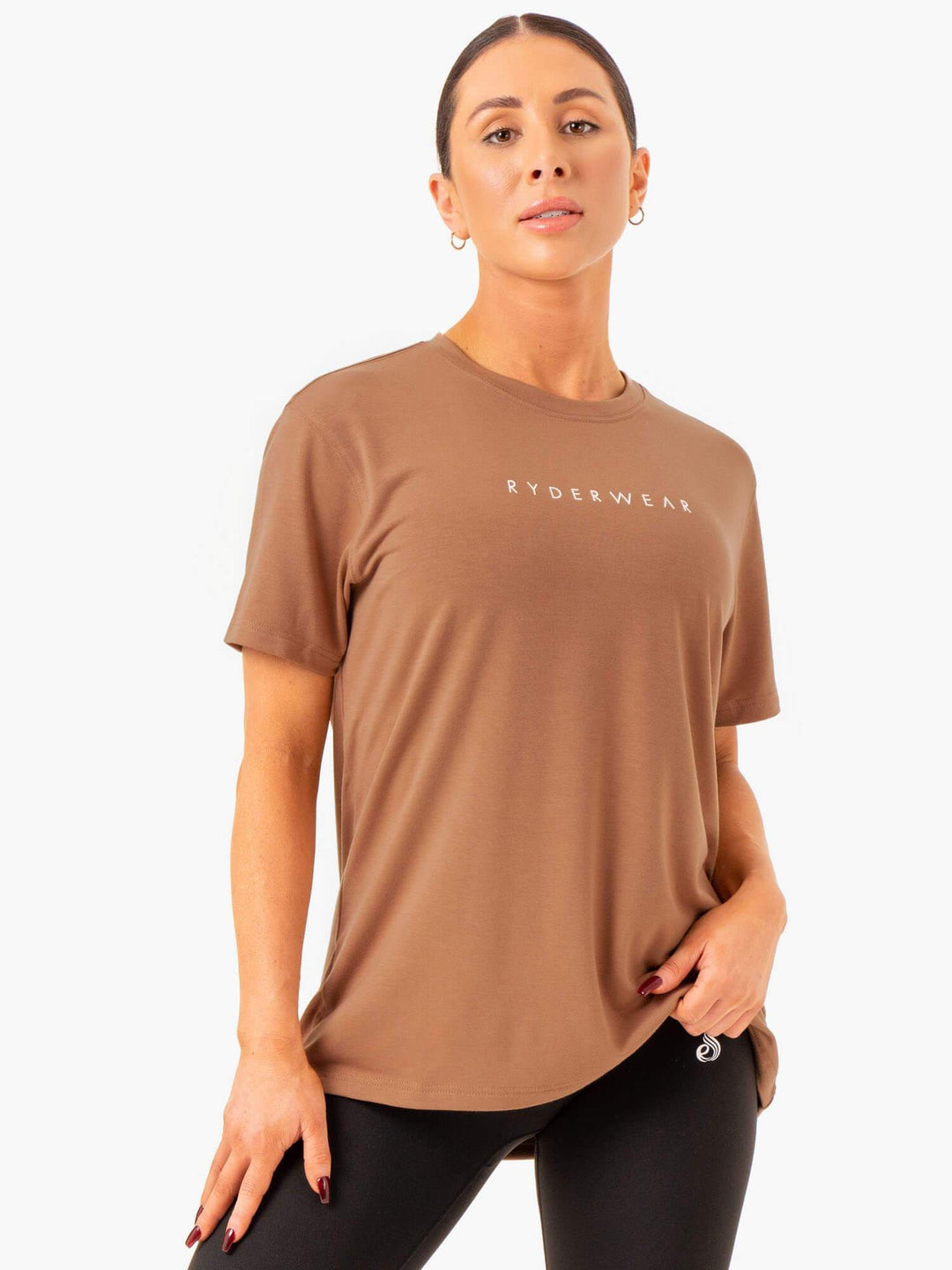 Boyfriend Longline T-Shirt - Mocha Clothing Ryderwear 