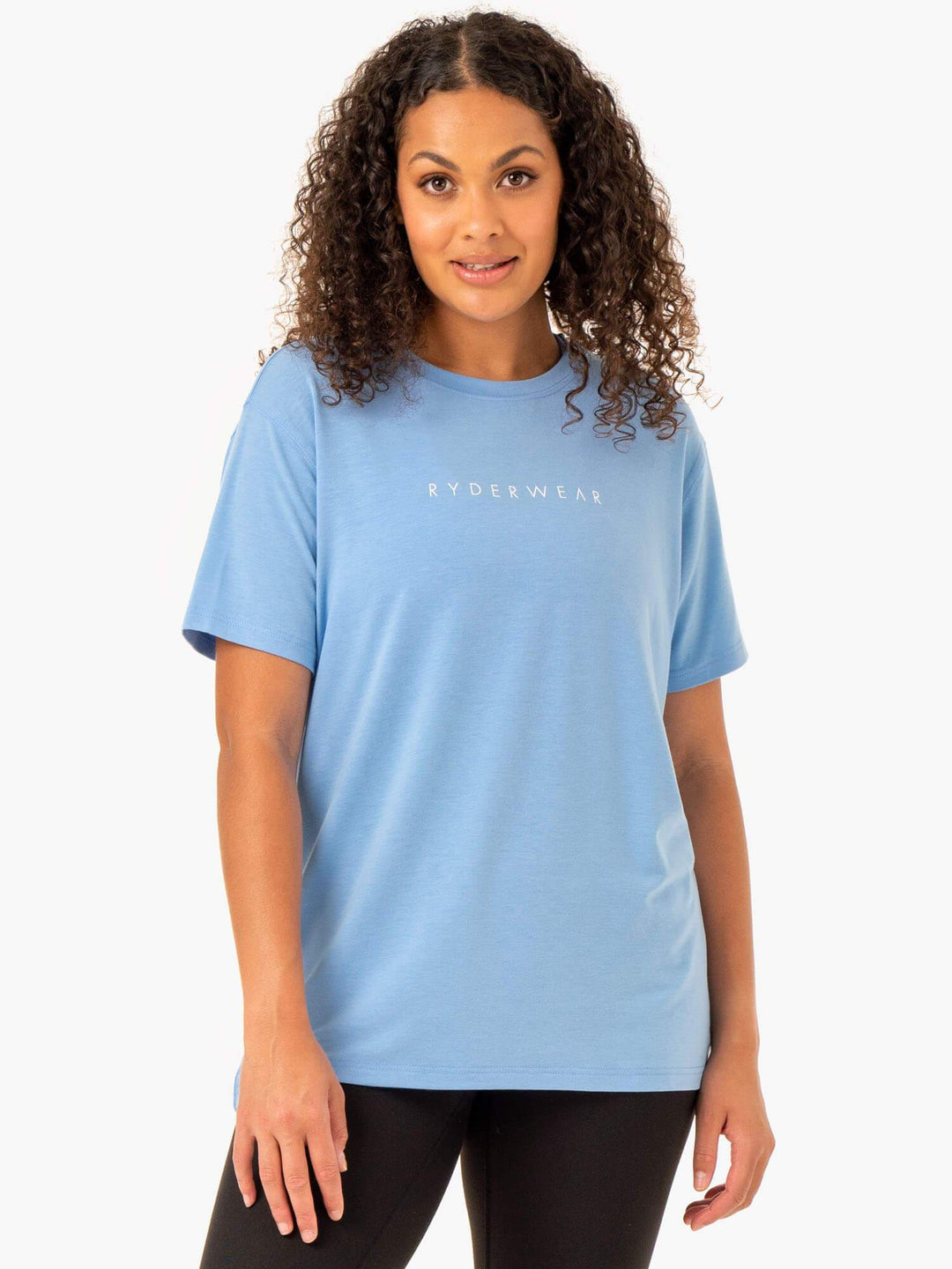 Boyfriend Longline T-Shirt - Sky Blue Clothing Ryderwear 