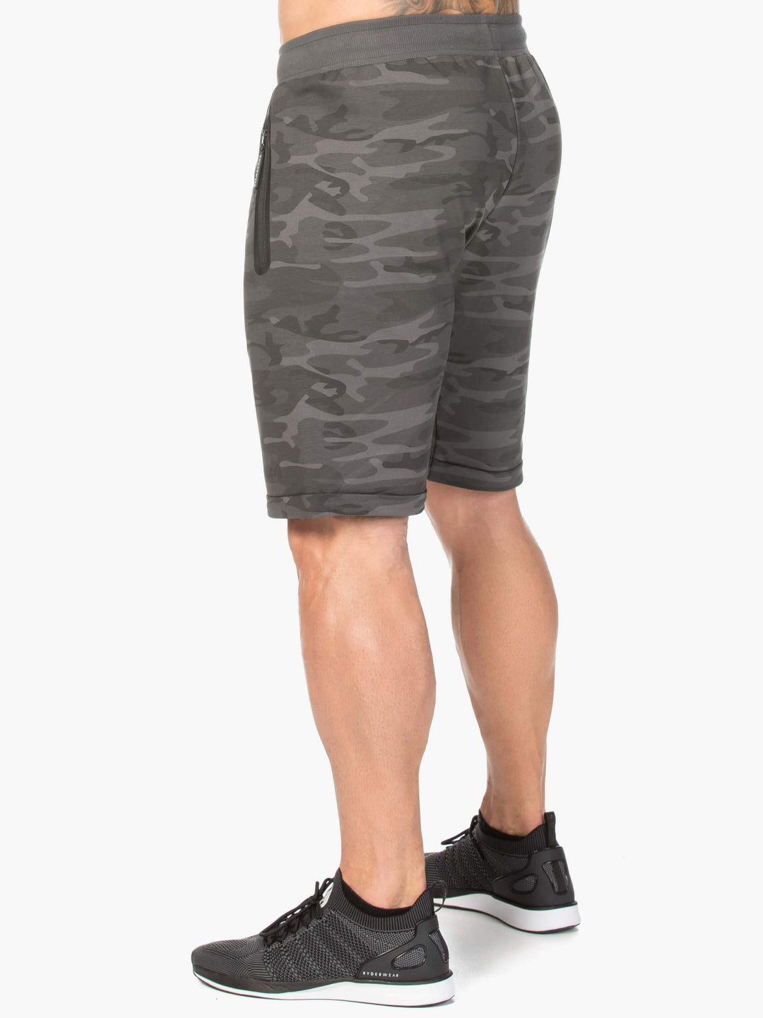 Camo Fleece Track Short - Black Camo Clothing Ryderwear 