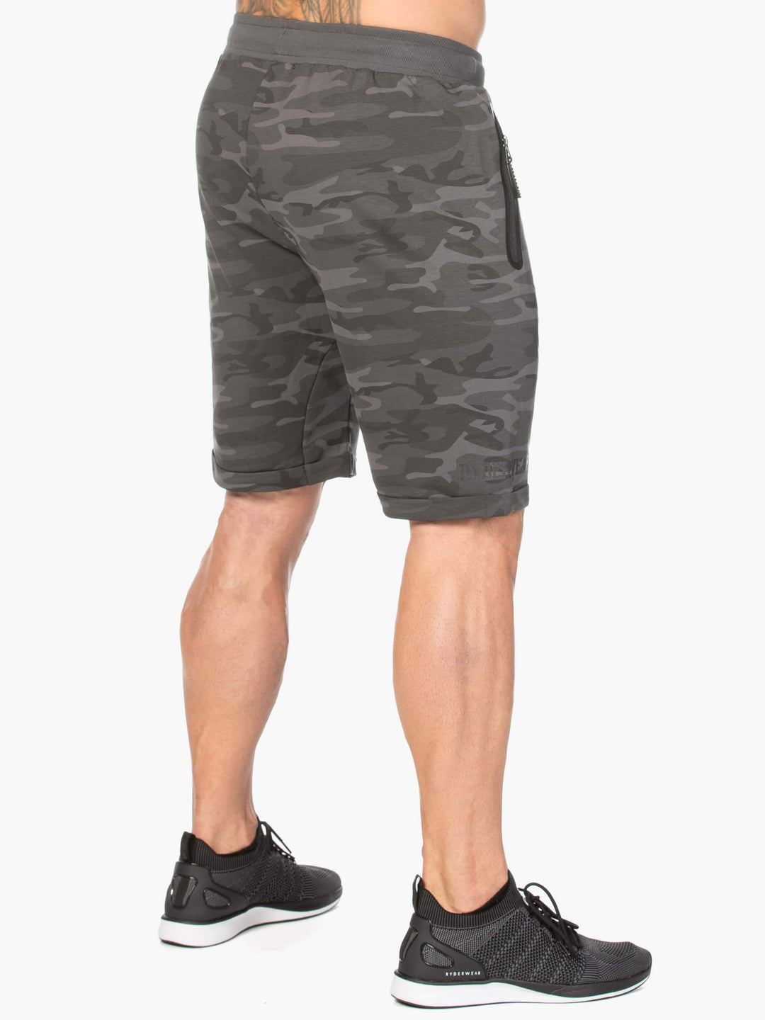 Camo Fleece Track Short - Black Camo Clothing Ryderwear 